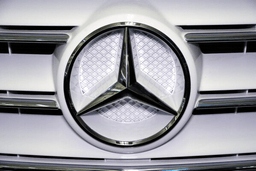 A Mercedes Benz logo is displayed on a vehicle at the Pittsburgh International Auto Show in Pittsburgh, Feb. 14, 2025. (AP Photo/Gene J. Puskar, File)