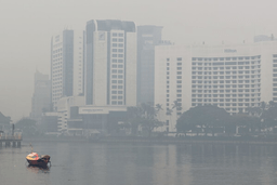 Kuching riverside in the city center is shrouded in thick haze in Kuching, Sarawak state, Malaysia, Friday, Sept. 4, 2026. (AP Photo/Xpin Voon)