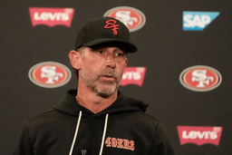 San Francisco 49ers head coach Kyle Shanahan speaks at a news conference after an NFL football practice Thursday, May 28, 2026, in Santa Clara, Calif. (AP Photo/Jeff Chiu, File)