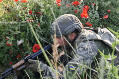 In this photo provided by Ukraine's 65th Mechanized Brigade press service, a soldier practices military skills at a training ground near the frontline in the Zaporizhzhia region, Ukraine, Thursday, June 11, 2026. (Andriy Andriyenko/Ukraine's 65th Mechanized Brigade via AP)