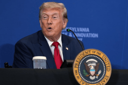 President Donald Trump speaks at the United States Army War College in Carlisle, Pa., during the Pennsylvania Defense and Innovation Summit, Wednesday, July 15, 2026. (AP Photo/Julia Demaree Nikhinson)